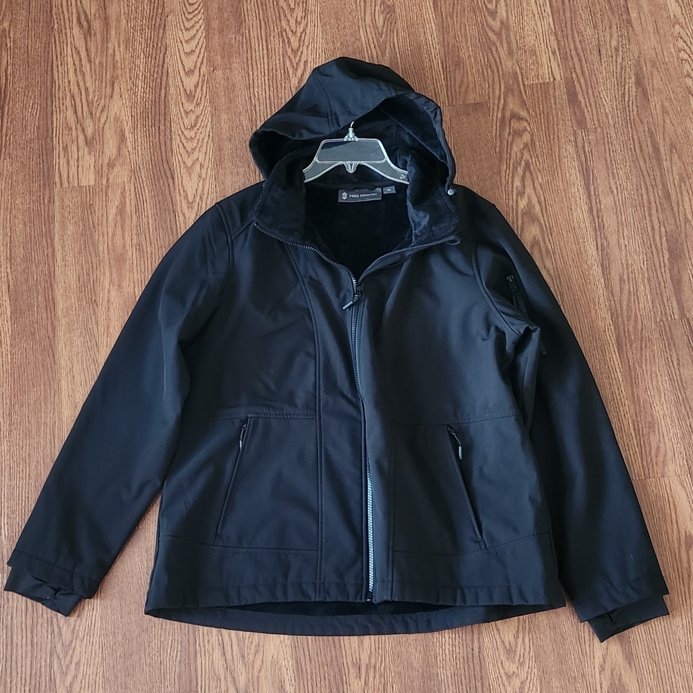 Free Country Women's Black Fleece Lined Coat with Hood